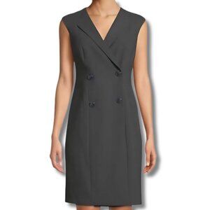 Calvin Klein Sleeveless Tuxedo Blazer Gray Wrap Dress 6 Career Office Chic Prep